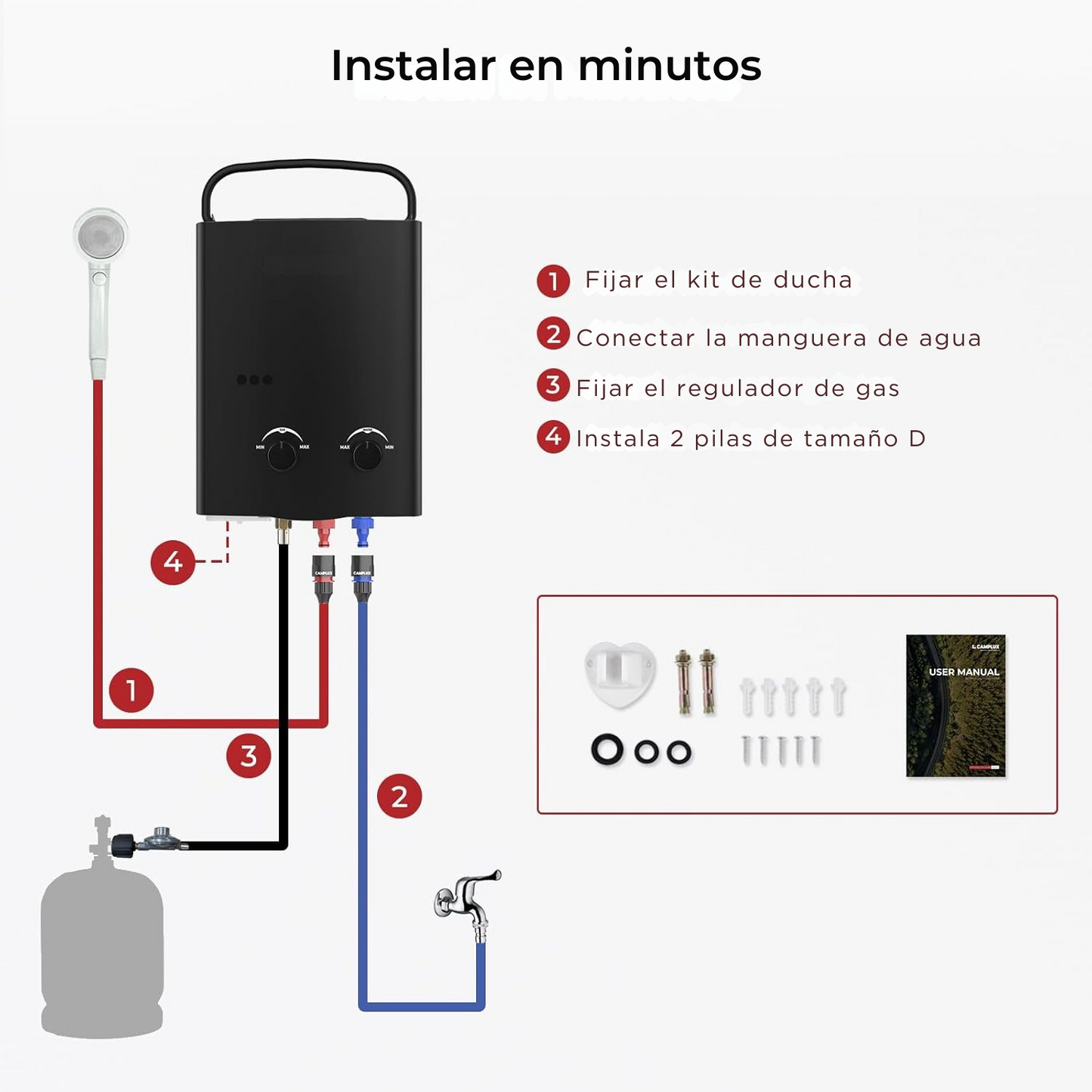 CAMPLUX Calentador Portátil de Propano – 5L Sin Tanque