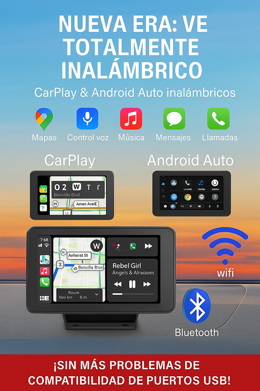 Pantalla Inalámbrica Portátil para CarPlay y Android Auto